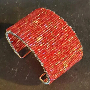Vintage 90s Y2K Beaded Wire Wrap Detail Cuff Bracelet